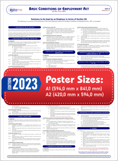 (BCEA 1A) 2023 Basic Conditions Of Employment Act Poster