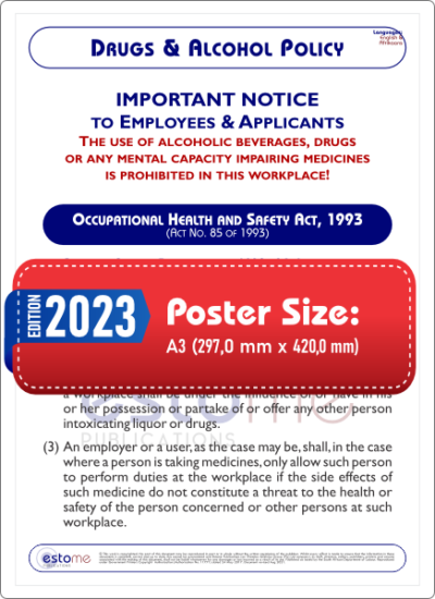 Workplace Anti-Drugs & Alcohol Policy Poster • 2023 Edition