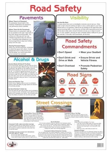 6 Point Road Safety Poster (Engaging Write and Wipe Poster)