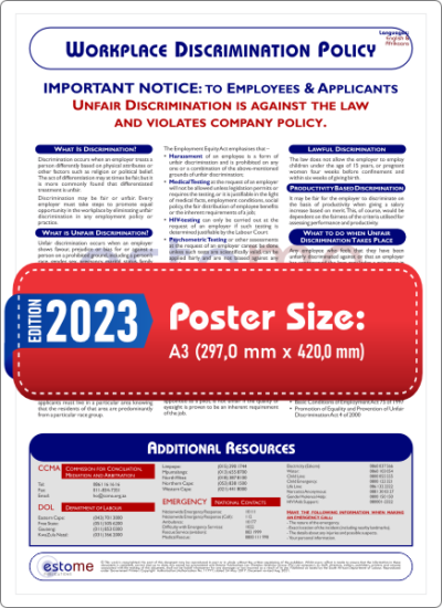 2023 Anti-Workplace Discrimination Policy Poster